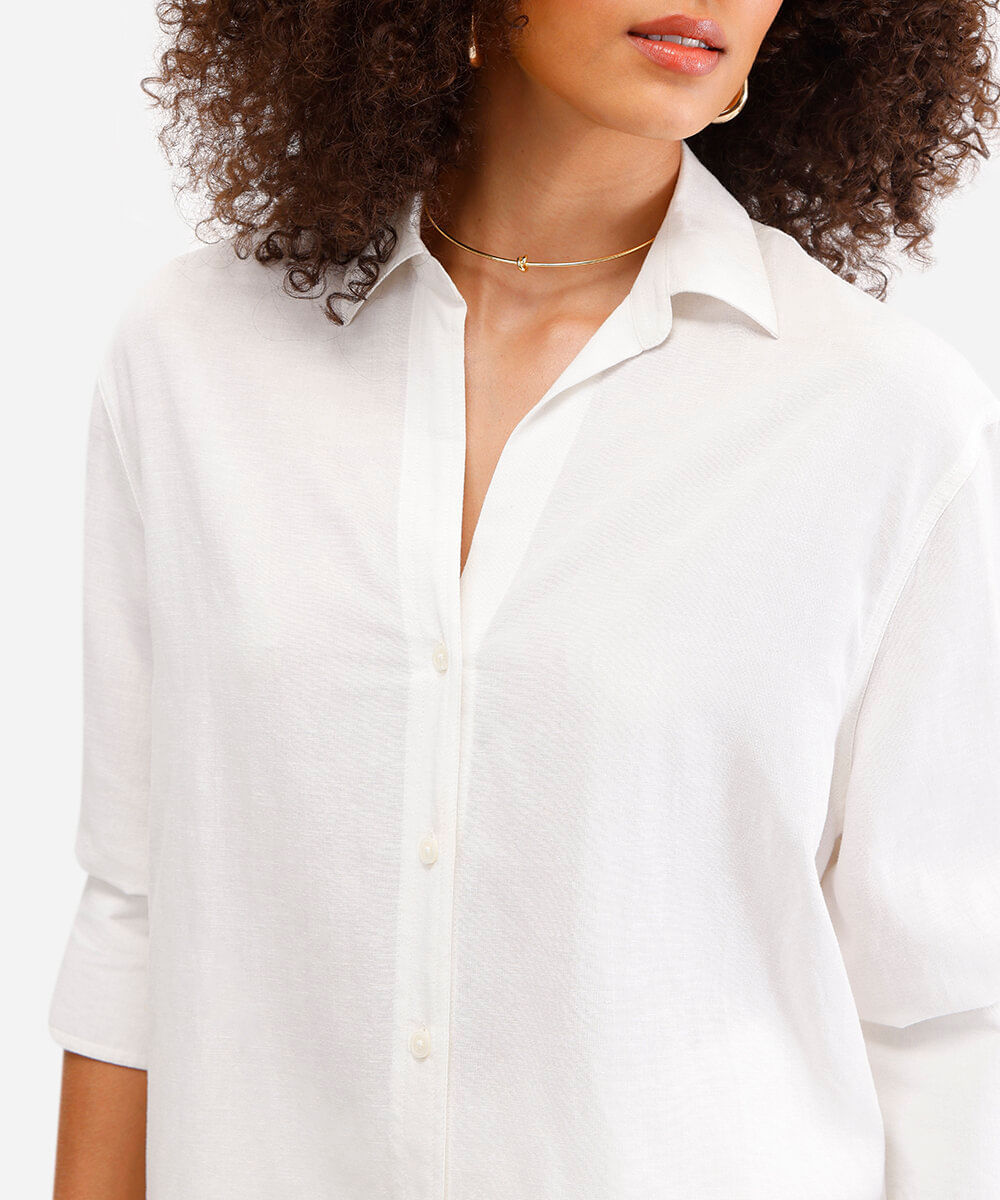 camisa com linho off white