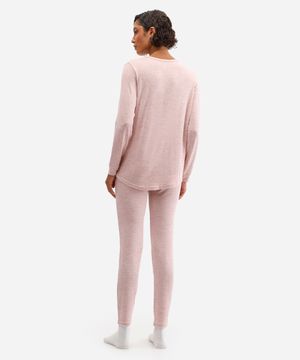 pijama longo básico rosa