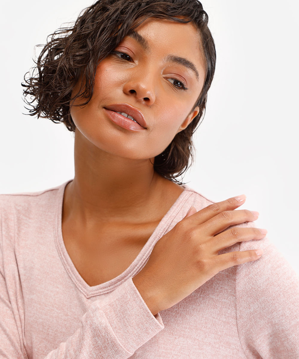 pijama longo básico rosa