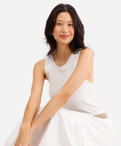 regata feminina de tricot off white