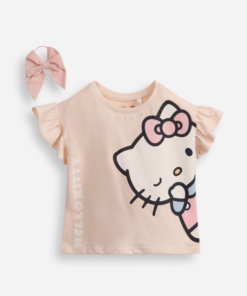 [OFERTA] Camiseta Hello Kitty + Laço Infantil 🎀
