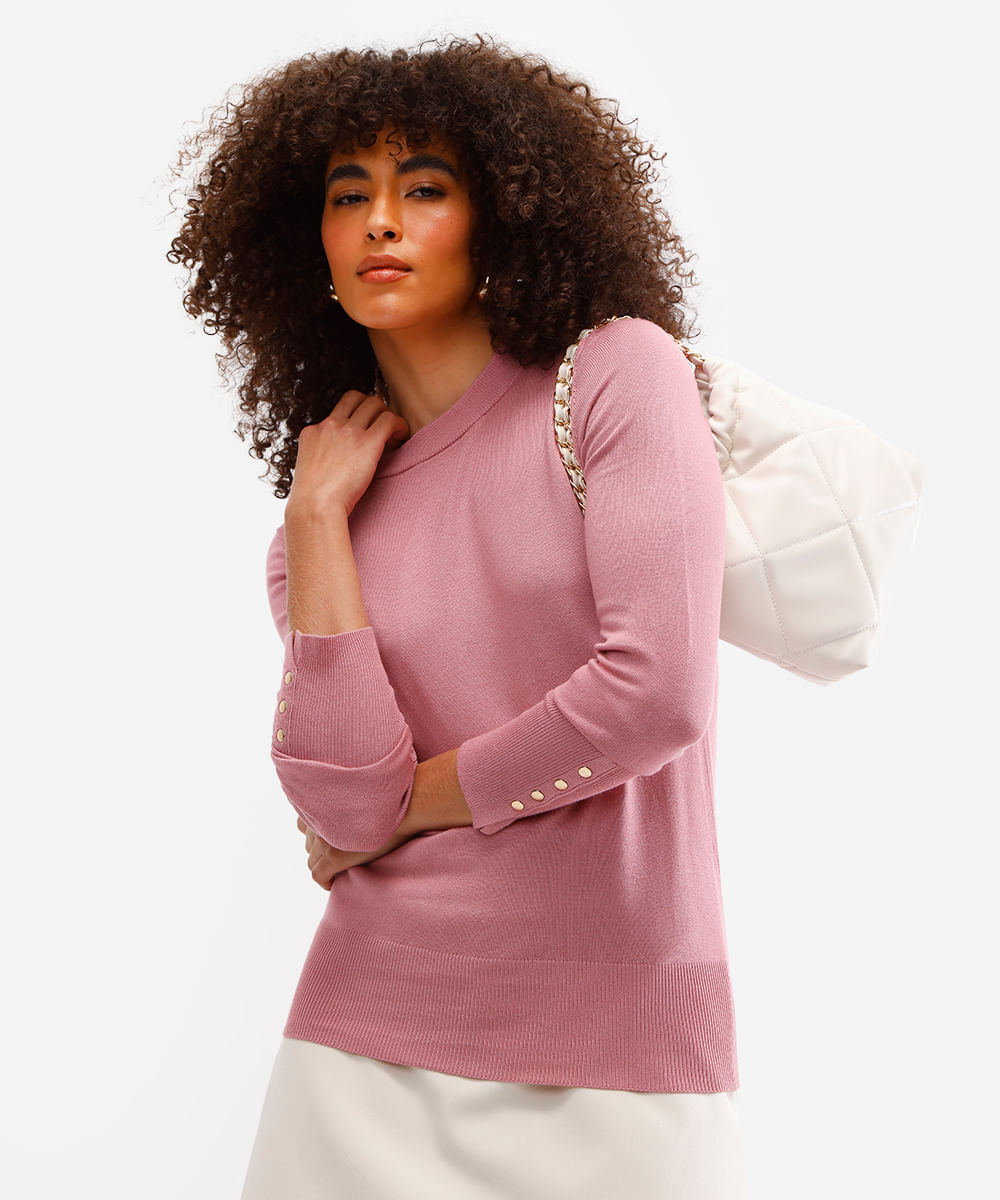 suéter feminino de tricot rosa
