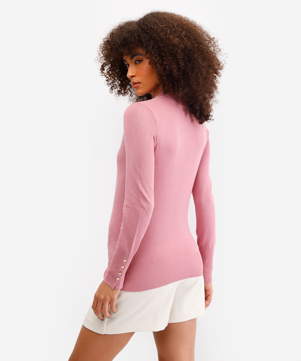 suéter feminino de tricot rosa