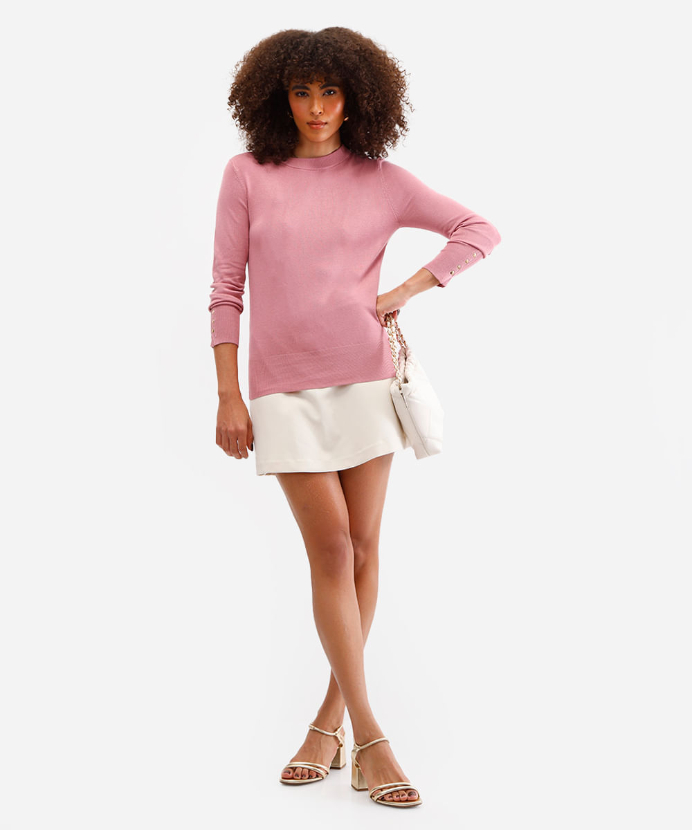 suéter feminino de tricot rosa