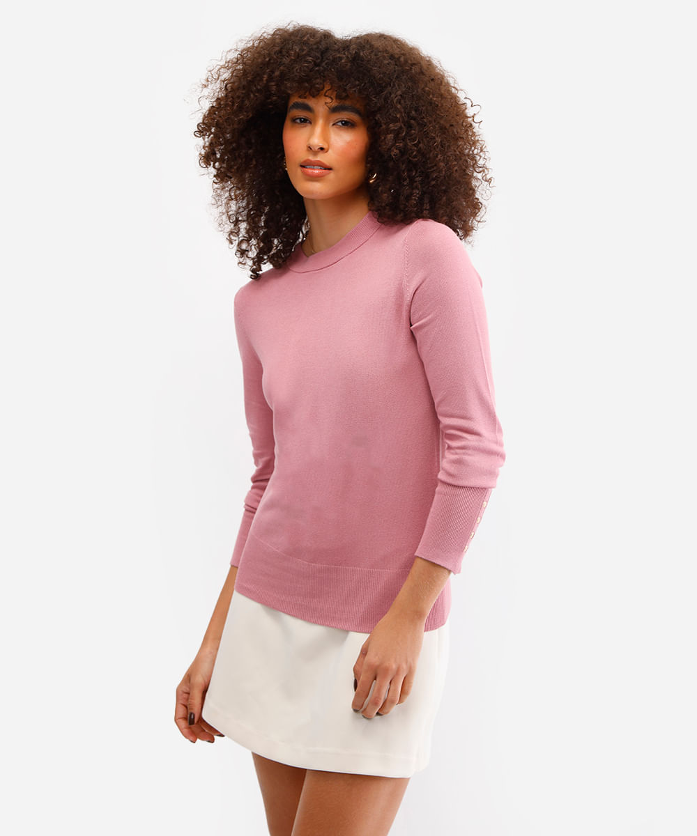 suéter feminino de tricot rosa