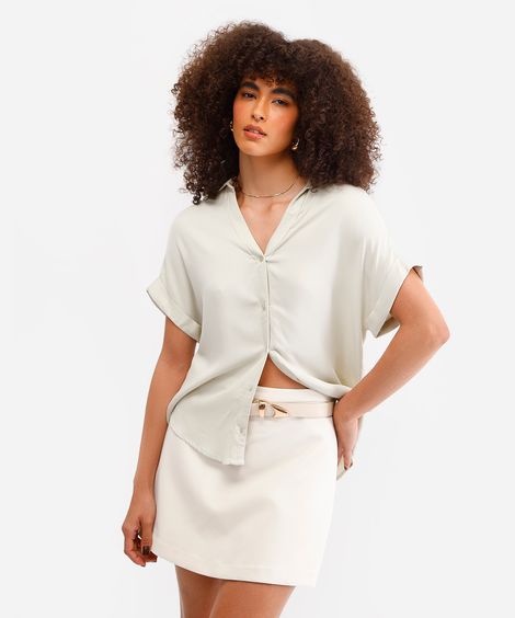 camisa feminina de viscose manga curta verde