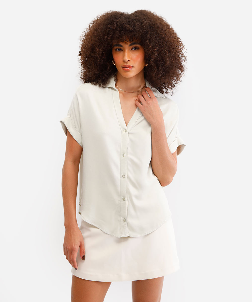 camisa feminina de viscose manga curta verde
