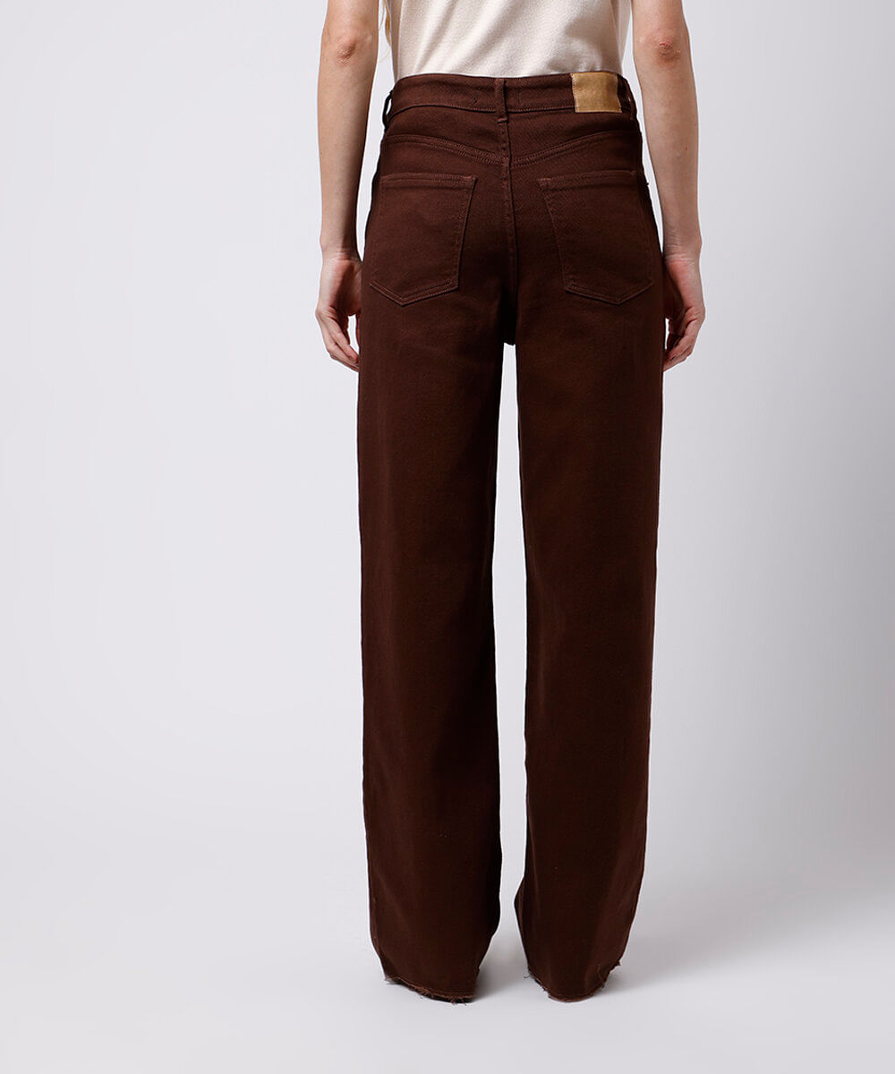 calça reta new york feminina de sarja mindset marrom