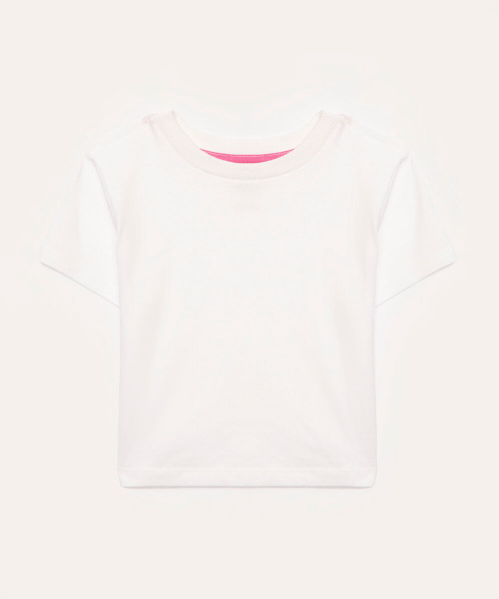 blusa de algodão infantil com sobreposição manga curta rosa