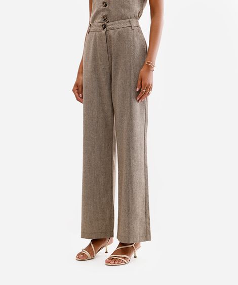 calça feminina de alfaiataria chevron marrom