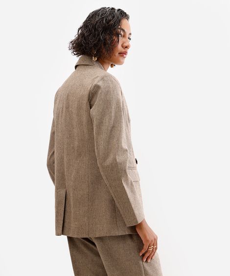 blazer de alfaiataria feminino chevron marrom