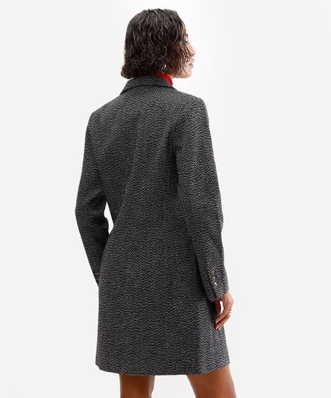 casaco alongado feminino texturizado preto