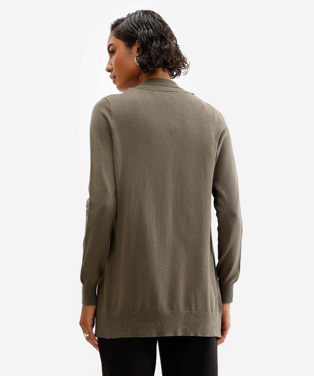 cardigan de tricô detalhe canelado bordô - verde escuro