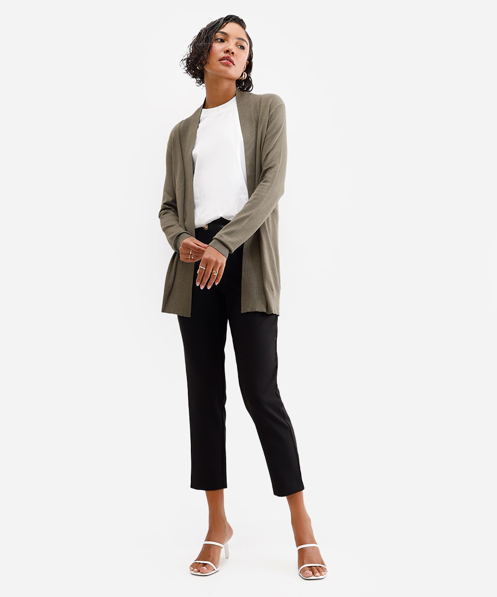 cardigan de tricô detalhe canelado bordô - verde escuro