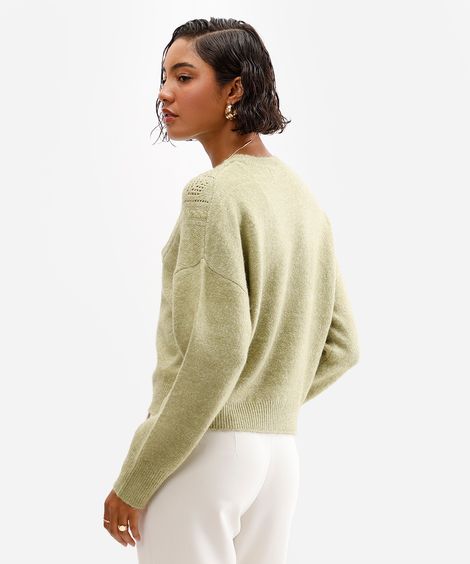 suéter feminino de tricot texturizado verde