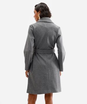 casaco trench coat feminino alongado cinza