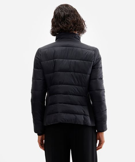 jaqueta puffer feminina manga longa preto