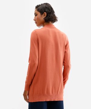 cardigan feminino de tricot manga longa laranja
