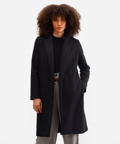 casaco longo feminino texturizado preto