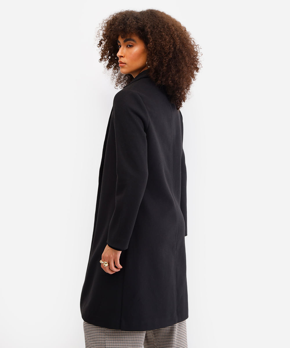 casaco longo feminino texturizado preto