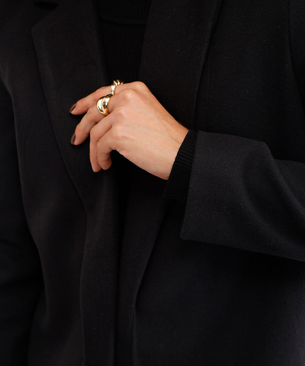 casaco longo feminino texturizado preto