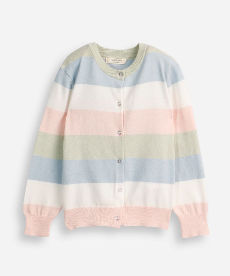 cardigan de algodão infantil listrado colorido