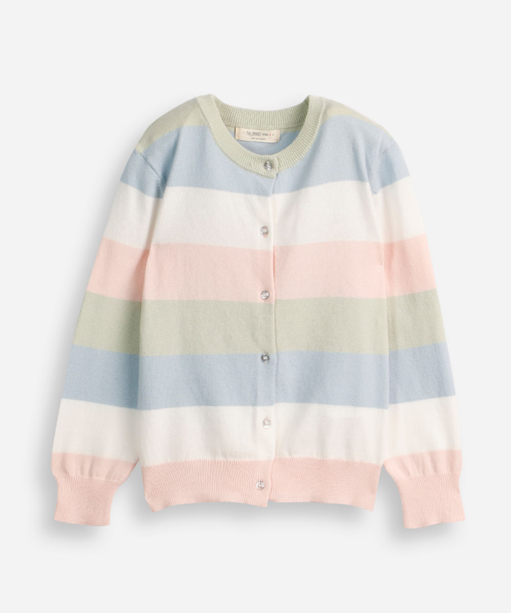 cardigan de algodão infantil listrado colorido