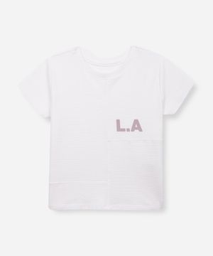 camiseta de algodão infantil com recortes texturizada off white