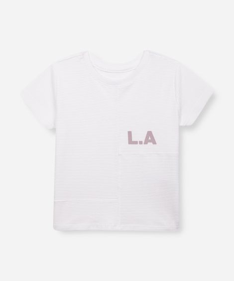 camiseta de algodão infantil com recortes texturizada off white