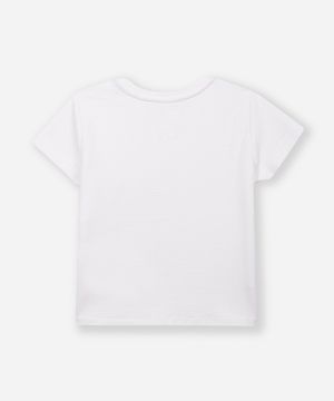 camiseta de algodão infantil com recortes texturizada off white