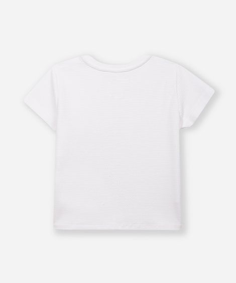 camiseta de algodão infantil com recortes texturizada off white