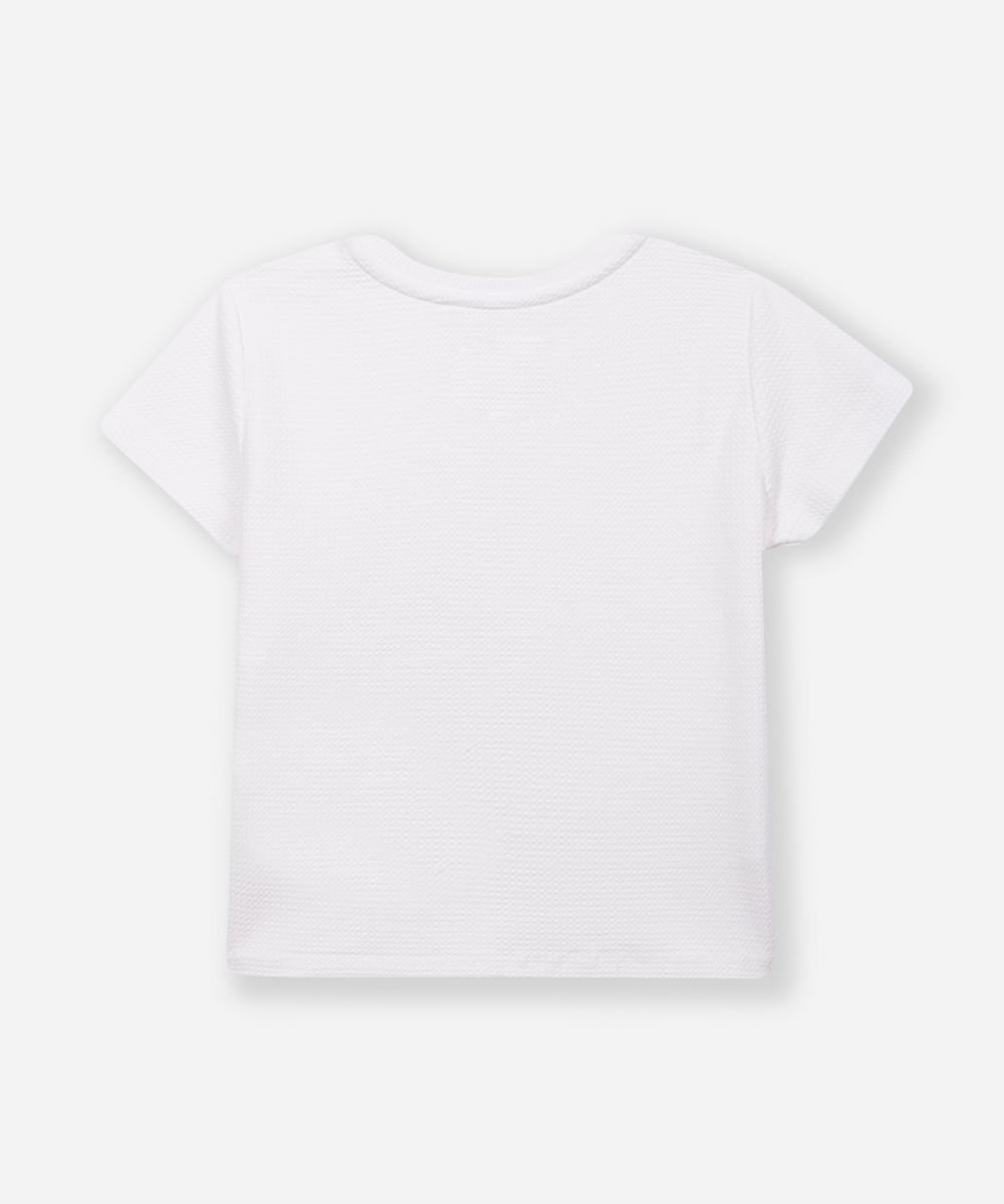 camiseta de algodão infantil com recortes texturizada off white