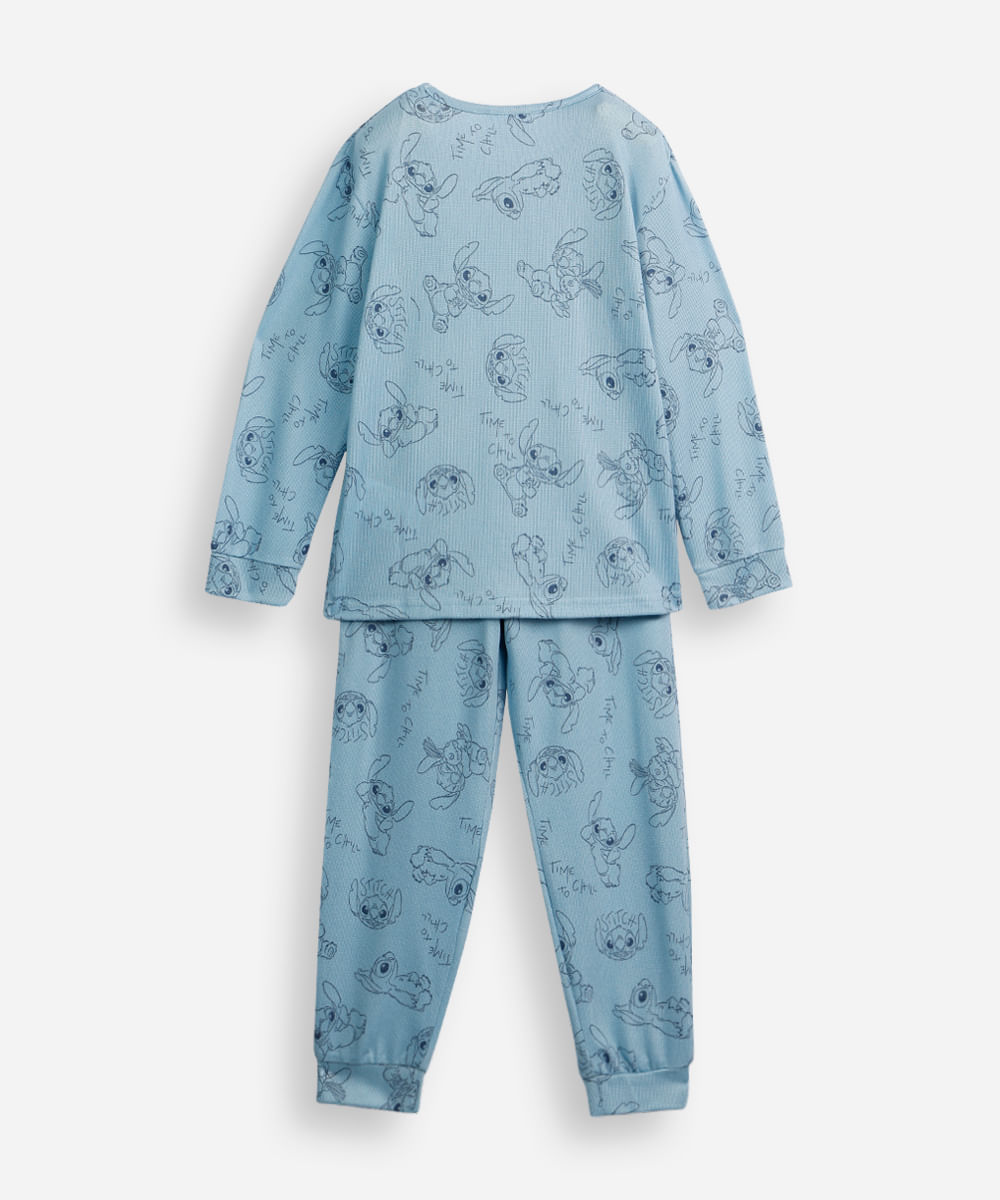 pijama longo infantil time to chill stitch azul