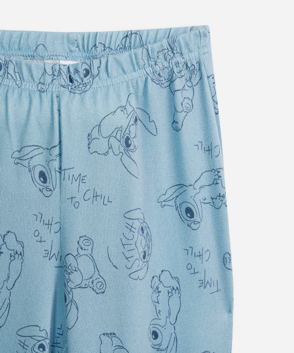 pijama longo infantil time to chill stitch azul