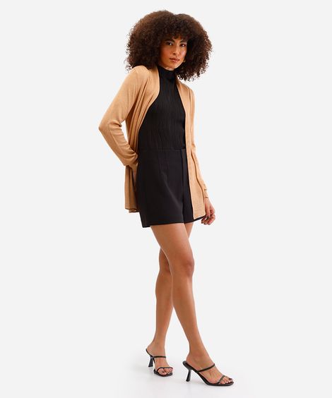 short feminino de alfaiataria com pences preto