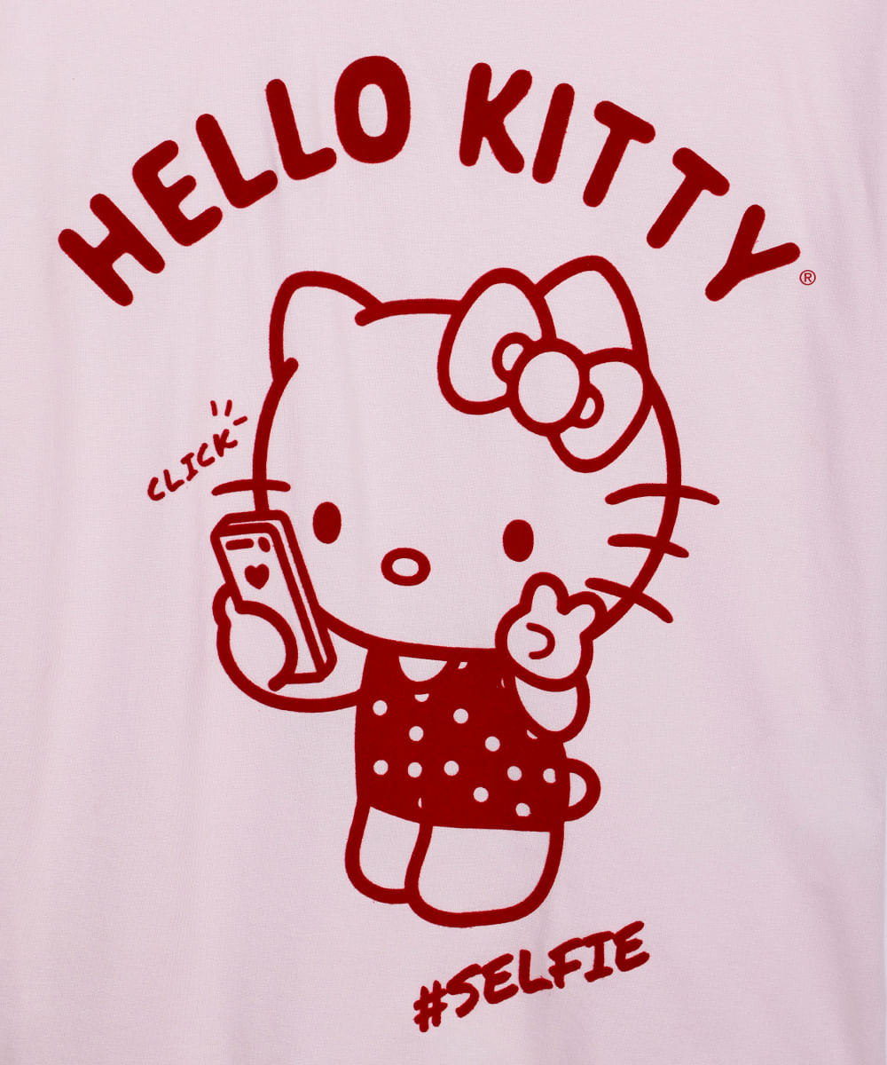 camiseta oversized de algodão juvenil hello kitty rosa