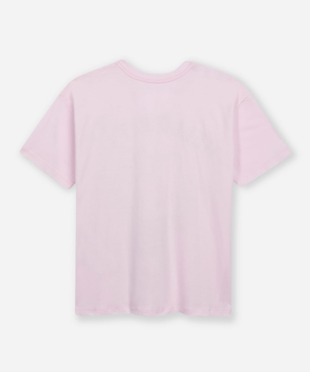 camiseta oversized de algodão juvenil hello kitty rosa