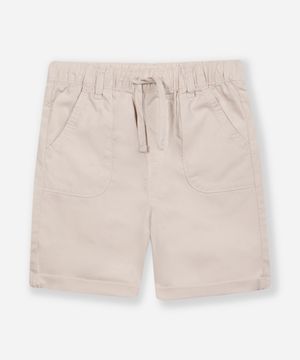 bermuda reta infantil com bolsos bege
