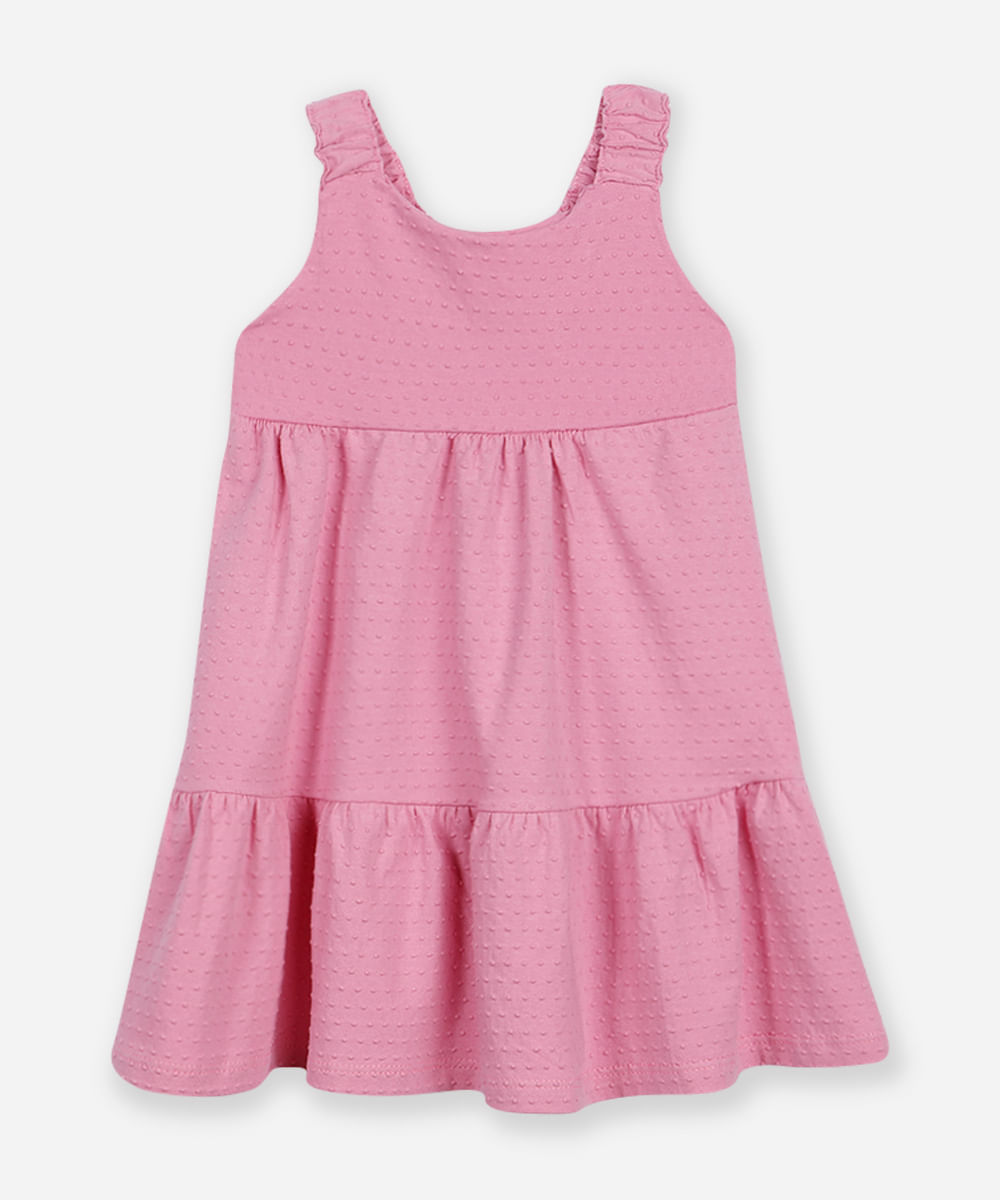 vestido de algodão infantil poá rosa