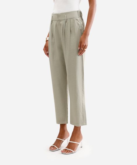 calça de alfaiataria feminina cós elástico verde