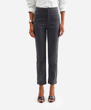 calça skinny feminina cós elástico cinza
