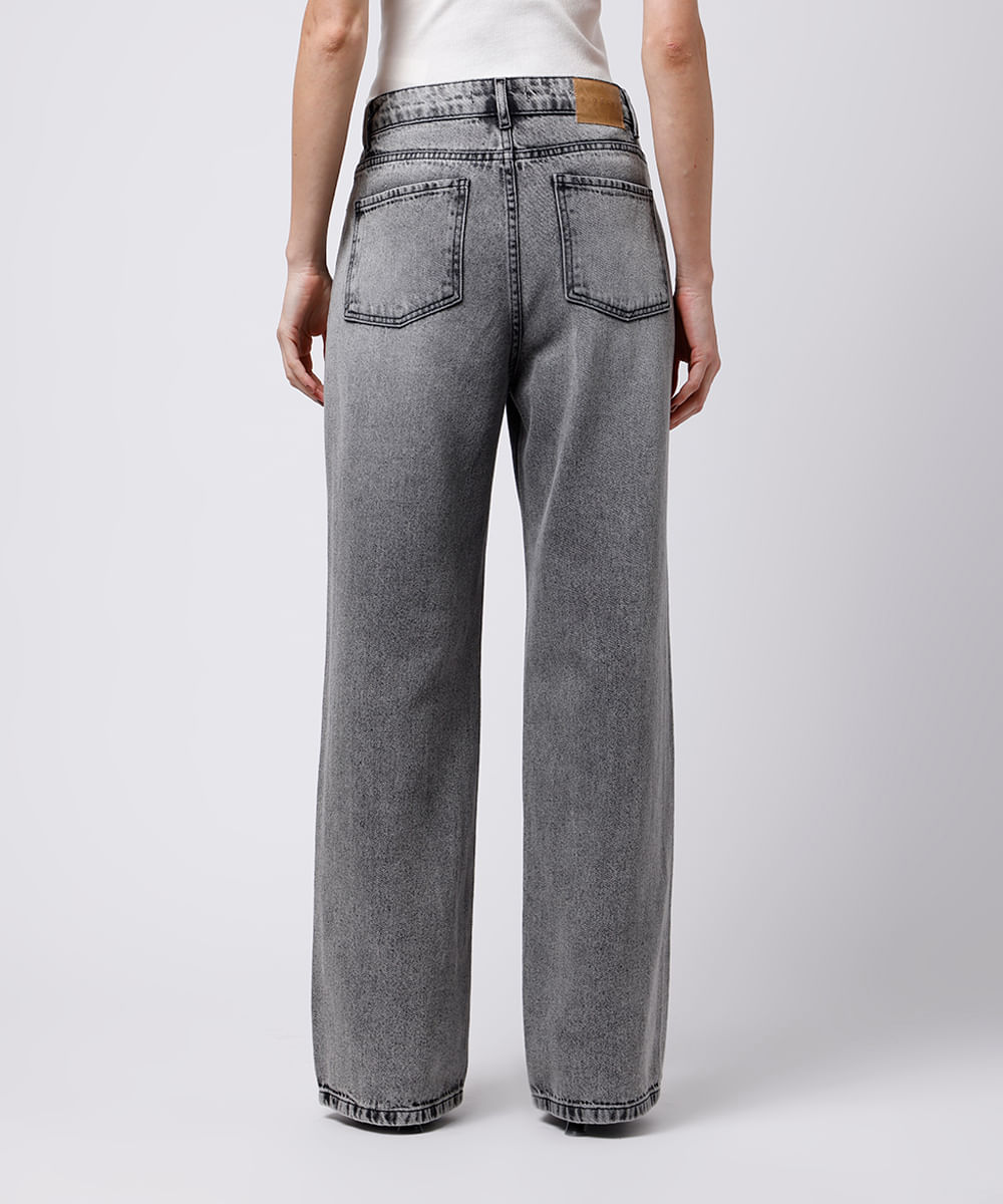 calça reta copenhagen feminina jeans mindset cinza