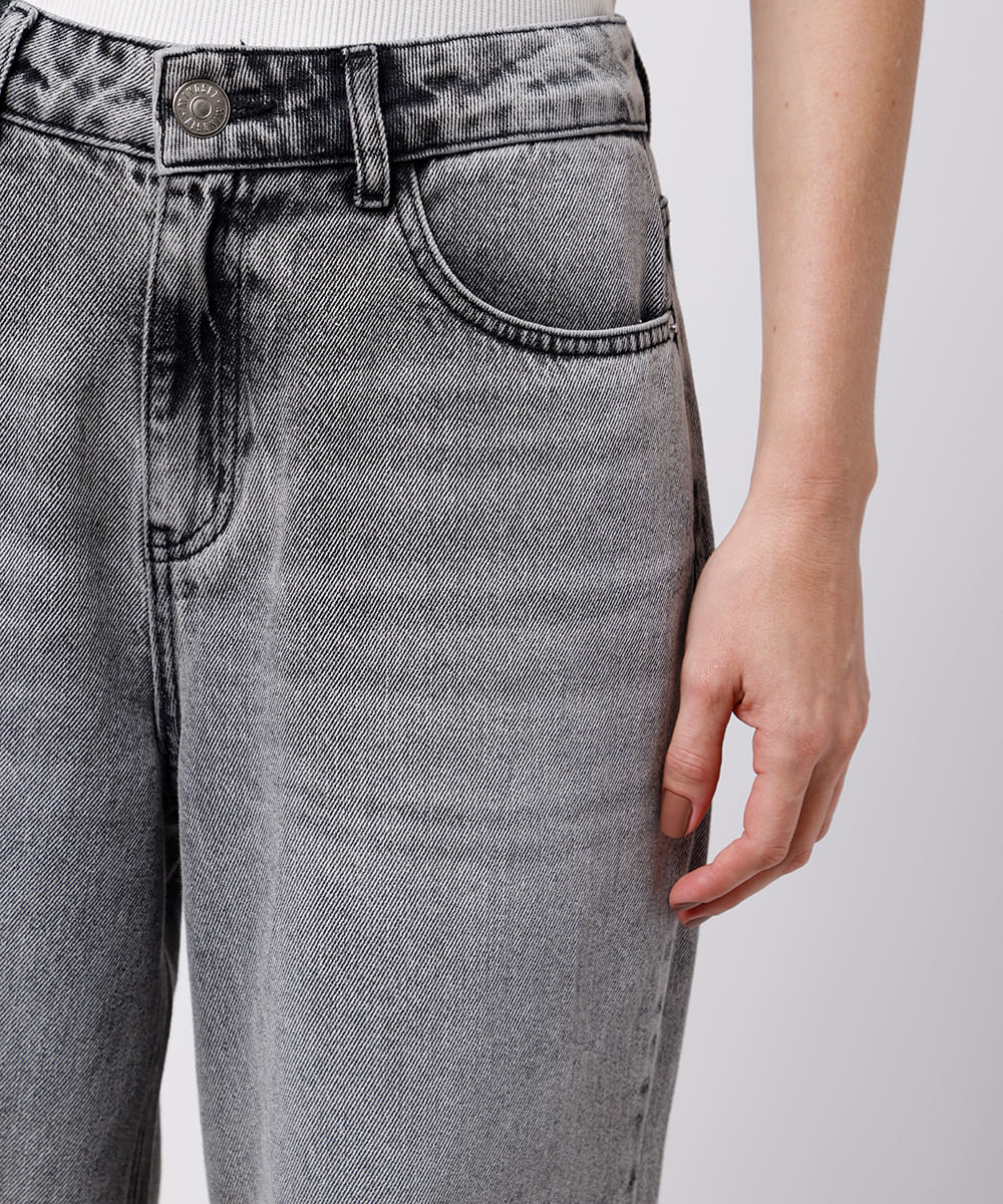 calça reta copenhagen feminina jeans mindset cinza