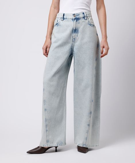 calça barrel feminina jeans mindset azul