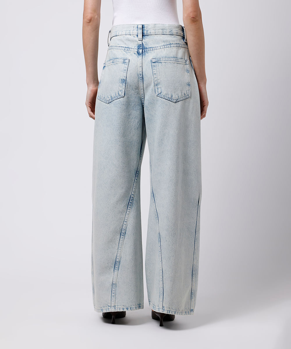 calça barrel feminina jeans mindset azul