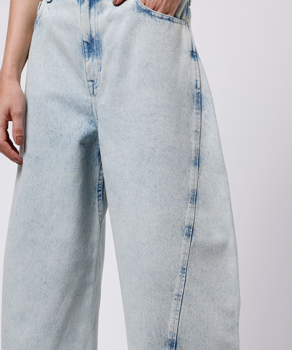 calça barrel feminina jeans mindset azul