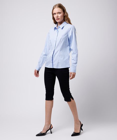 calça capri feminina jeans com fendas mindset preta