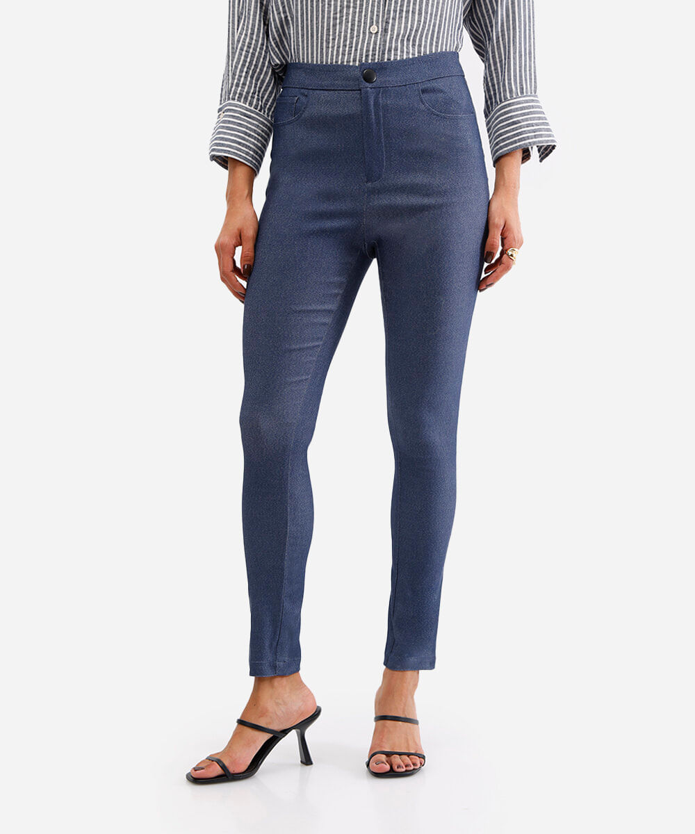 calça legging cintura alta azul