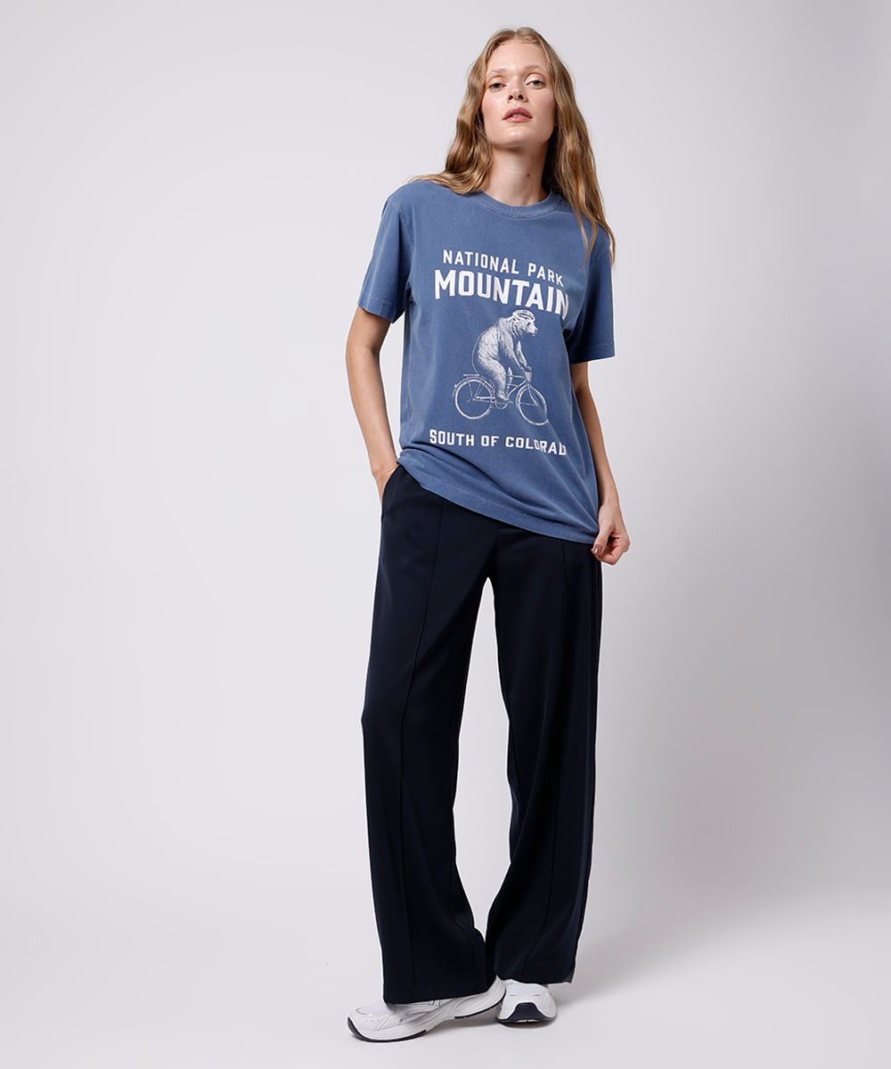 camiseta feminina de algodão national park mindset azul