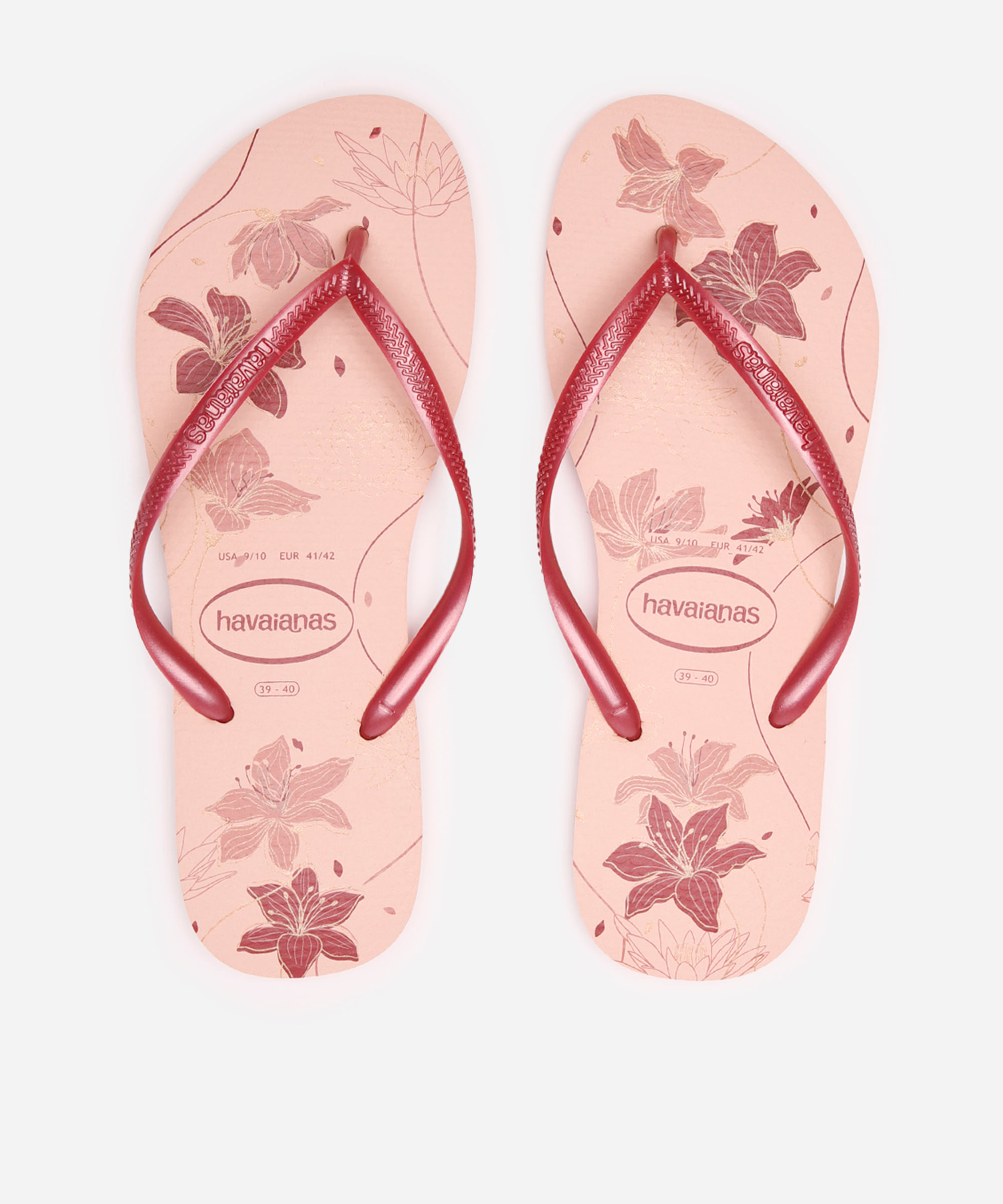 chinelo feminino havaianas slim floral rosa